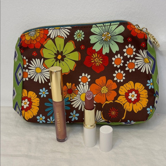 Estee Lauder Other - Estee Lauder Limited Edition Lipstick and Gloss with Floral Cosmetic Bag NWT